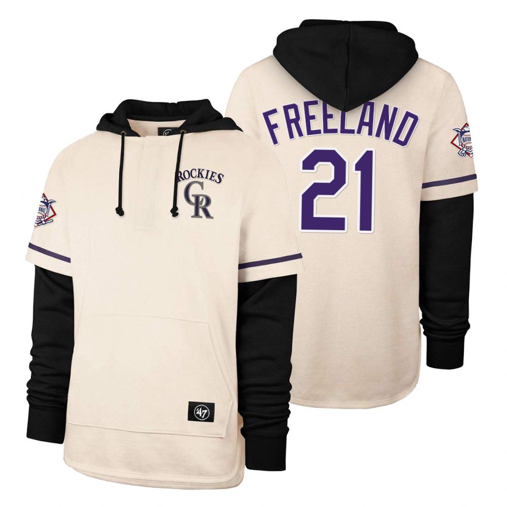 Men Colorado Rockies #21 Freland Cream 2021 Pullover Hoodie MLB Jersey->colorado rockies->MLB Jersey